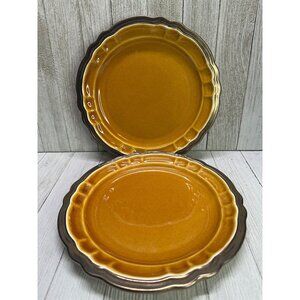 Vintage Nanette Vacher Ambiance Versailles Dinner Plates Amber Brown - Set Of 2